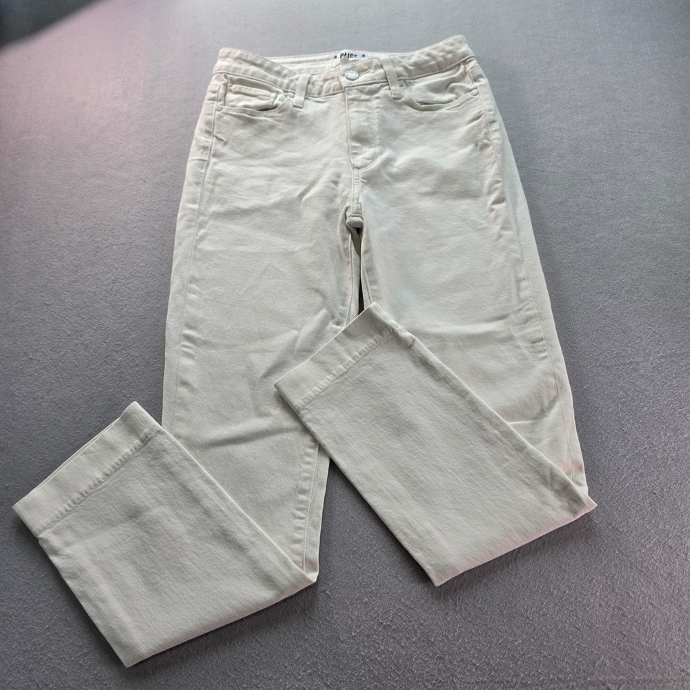 Paige Hoxton Chic Ankle Skinny Jeans Cream Off White High Rise Size 27 Old Money